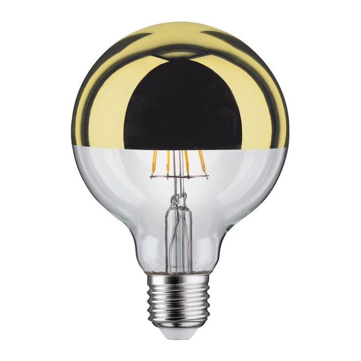 Bombilla LED regulable con casquillo esférico de espejo GLOBE G95 E27/6,5W/230V 2700K dorado - Paulmann 28675