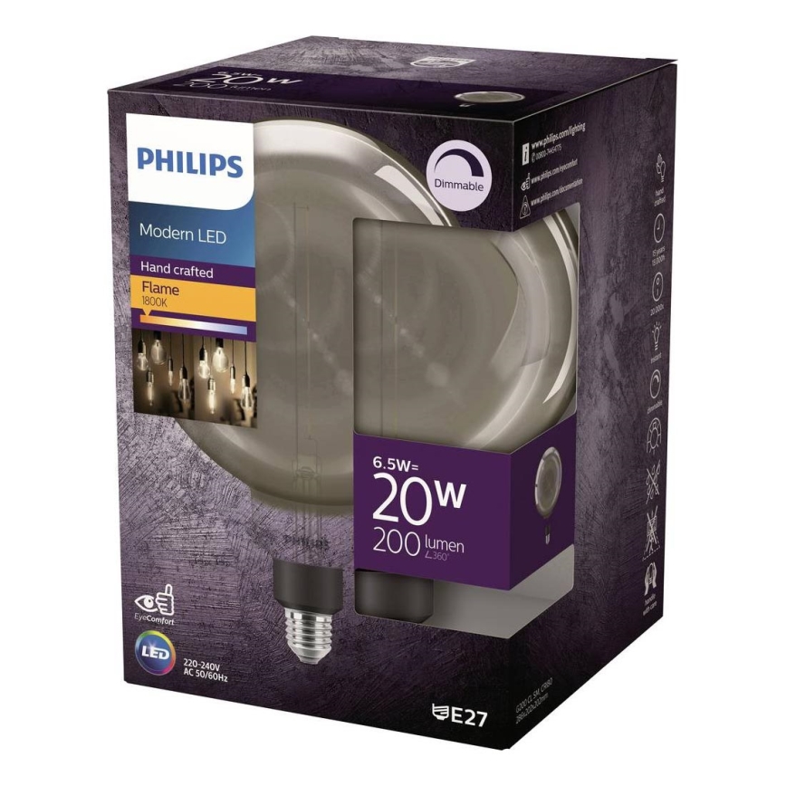 Bombilla LED regulable de filamento G200 E27/6,5W/230V 1800K