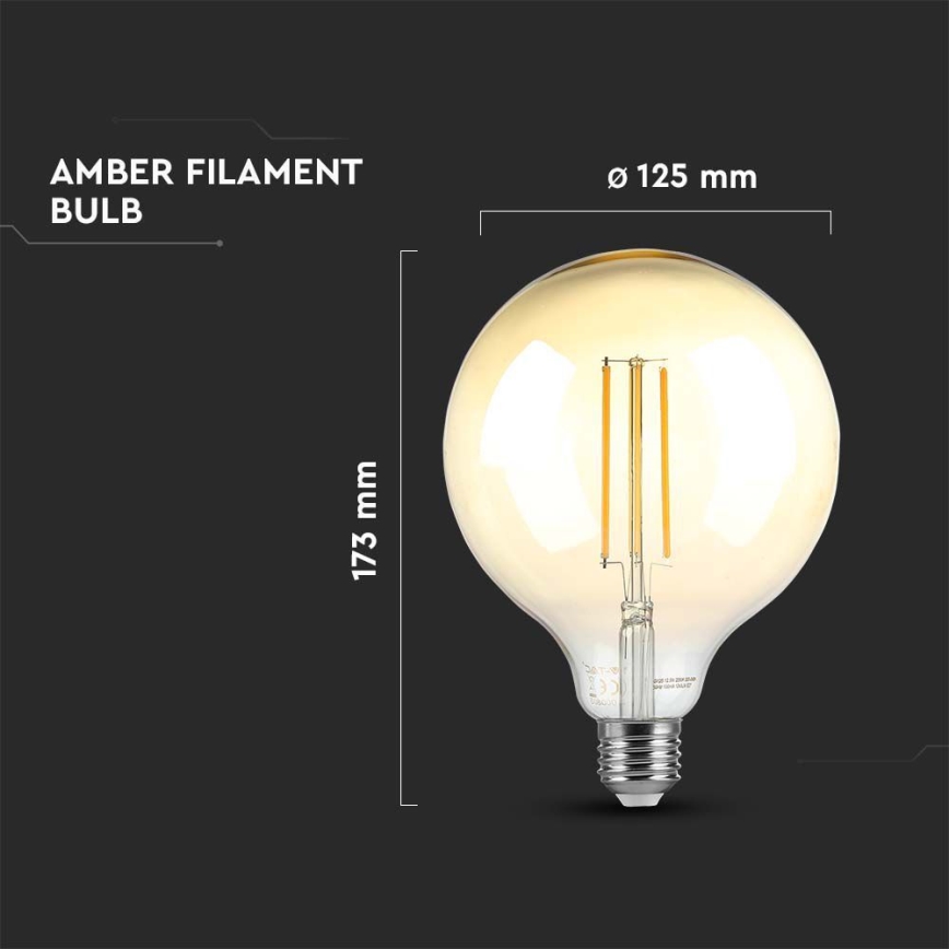 Bombilla LED regulable FILAMENT G125 E27/8W/230V 2200K