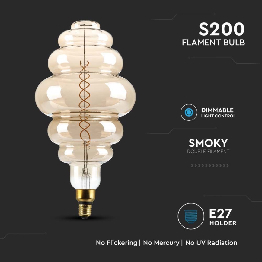 Bombilla LED regulable FILAMENT S200 E27/8W/230V 1800K