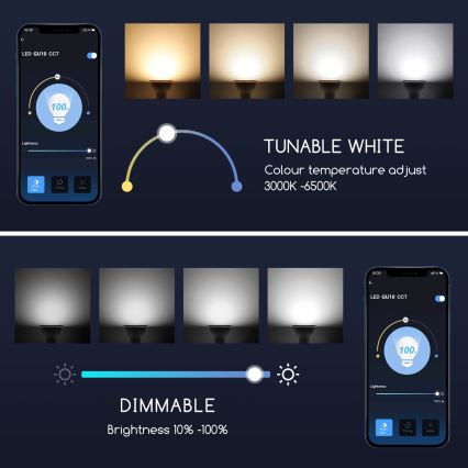 Bombilla LED regulable GU10/5W/230V 3000-6500K Wi-Fi - Aigostar