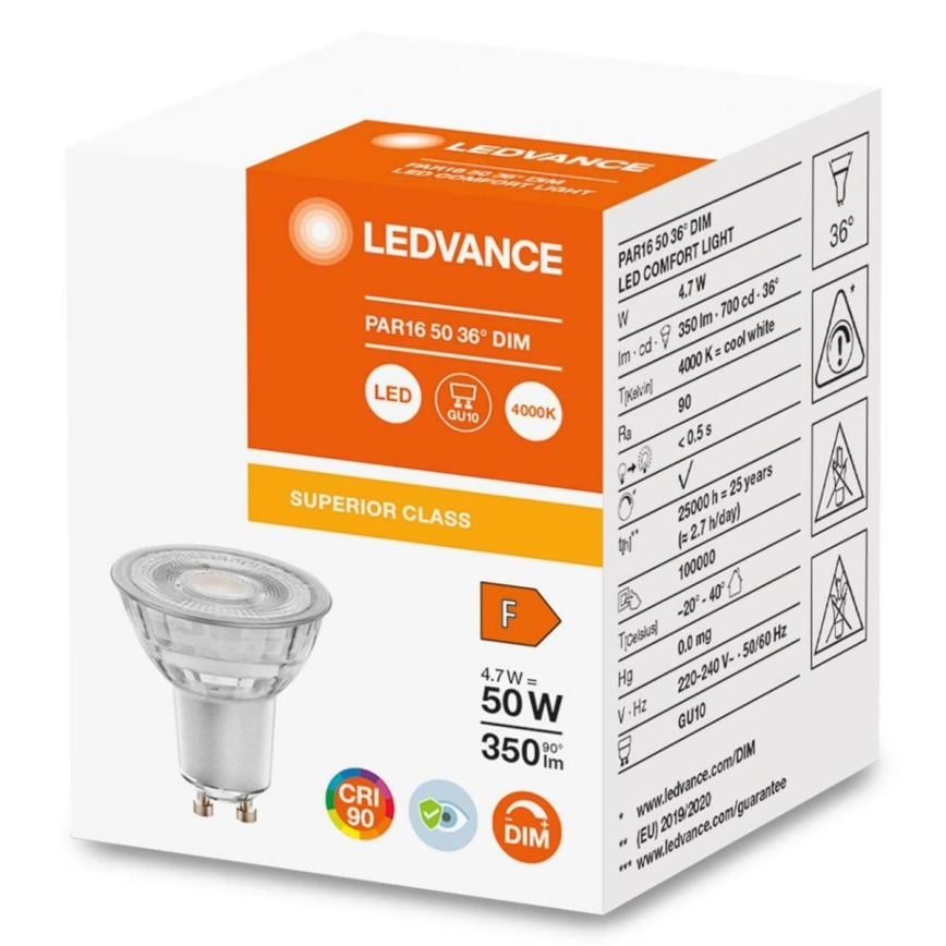 Bombilla LED regulable PAR16 GU10/4,7W/230V 4000K 36° CRI 90 - Osram