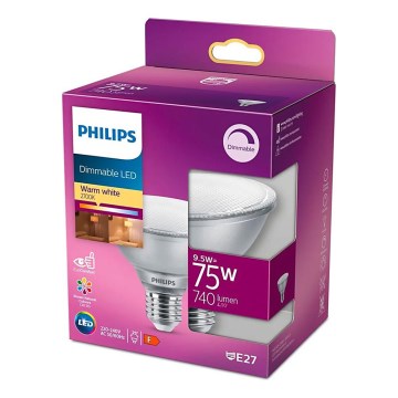 Bombilla LED regulable Philips E27/9,5W/230V 2700K