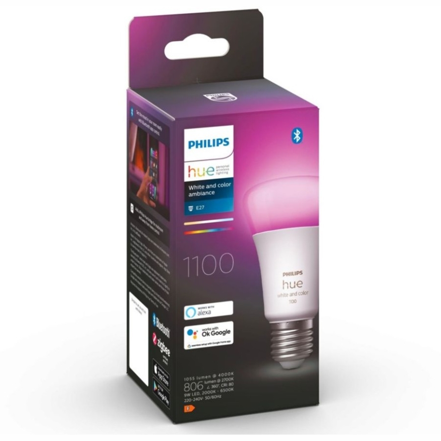 Bombilla LED regulable Philips Hue White And Color Ambiance A60 E27/9W/230V 2000-6500K