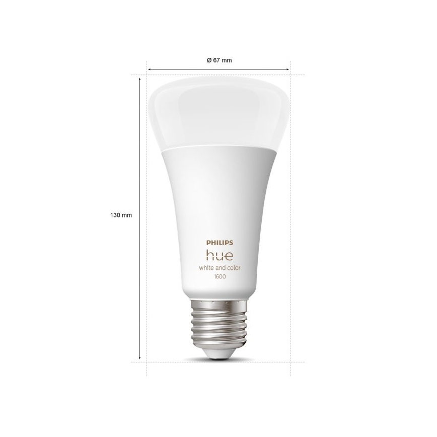 Bombilla LED regulable Philips Hue White And Color Ambiance A67 E27/13,5W/230V 2000-6500K
