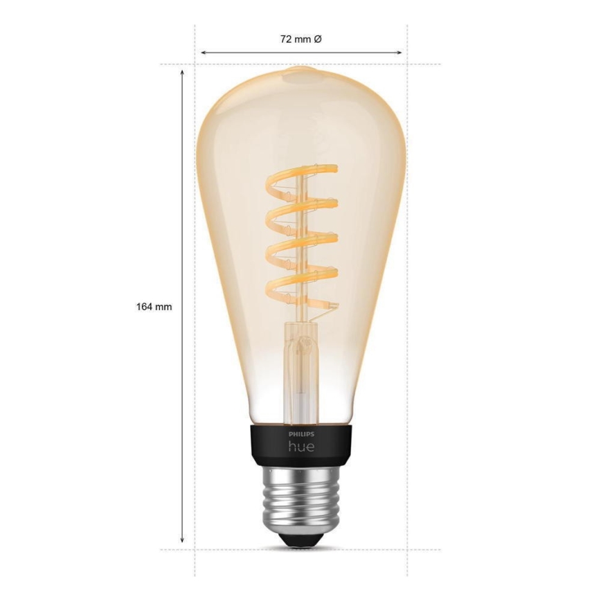 Bombilla LED regulable Philips Hue WHITE AMBIANCE ST72 E27/7W/230V 2200-4500K
