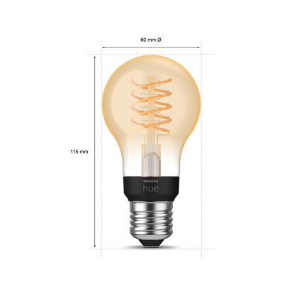 Bombilla LED regulable Philips Hue WHITE FILAMENT A60 E27/7W/230V 2100K