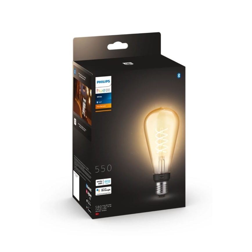 Bombilla LED regulable Philips Hue WHITE FILAMENT ST72 E27/7W/230V 2100K
