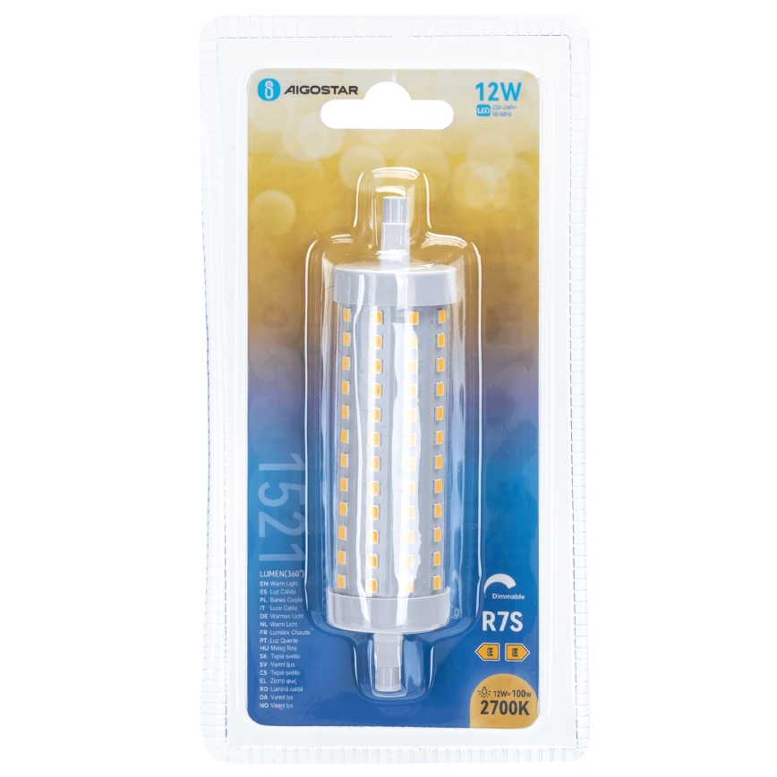Bombilla LED regulable R7s/12W/230V 2700K - Aigostar