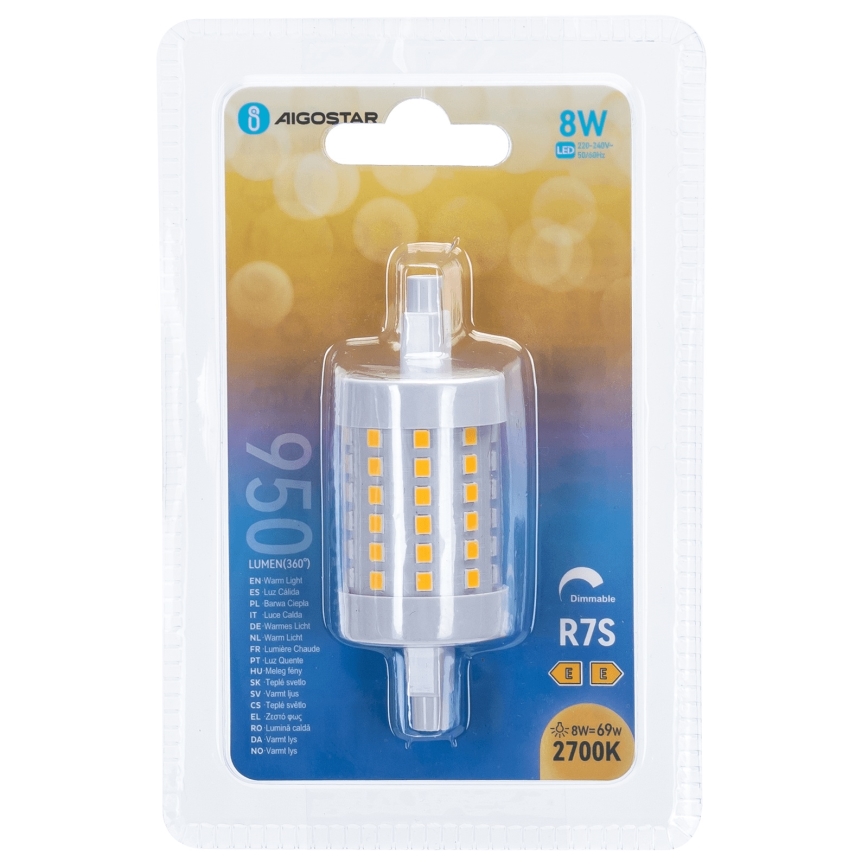 Bombilla LED regulable R7s/8W/230V 2700K - Aigostar
