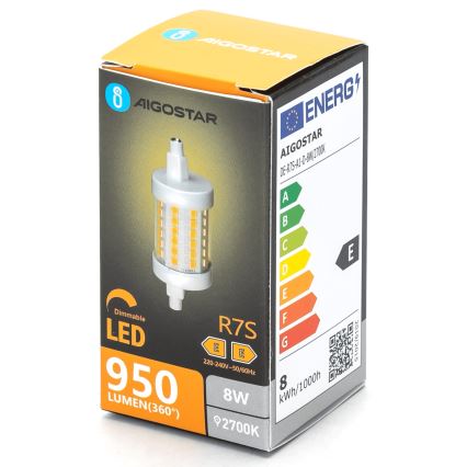 Bombilla LED regulable R7s/8W/230V 2700K - Aigostar