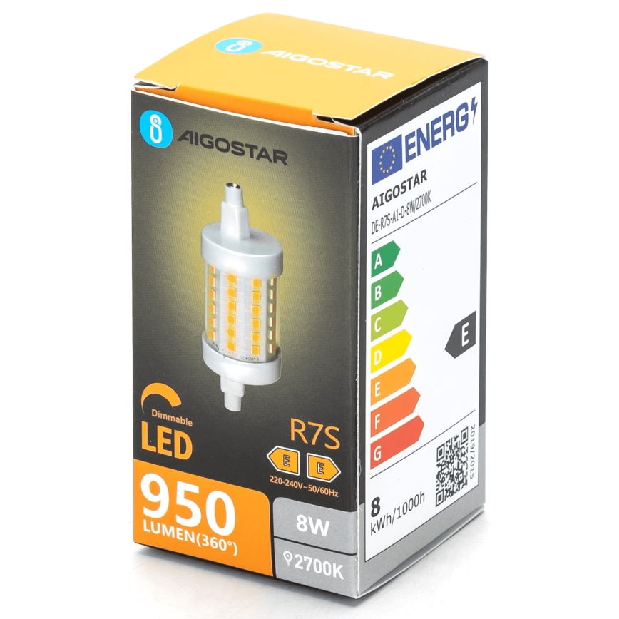 Bombilla LED regulable R7s/8W/230V 2700K - Aigostar