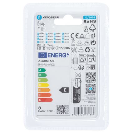 Bombilla LED regulable R7s/8W/230V 6500K - Aigostar