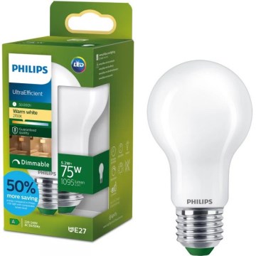 Bombilla LED regulable ULTRAEFFICIENT Philips A60 E27/5,2W/230V 2700K