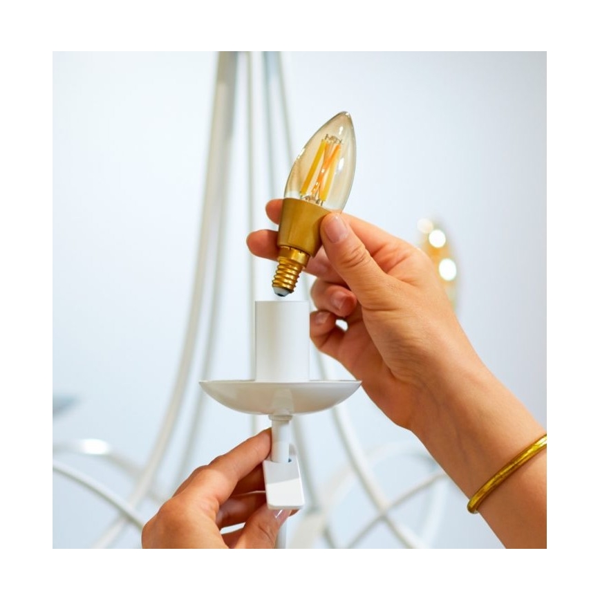 Bombilla LED regulable VINTAGE FILAMENT C35 E14/4,9W/230V 2000-5000K CRI 90 Wi-Fi - WiZ