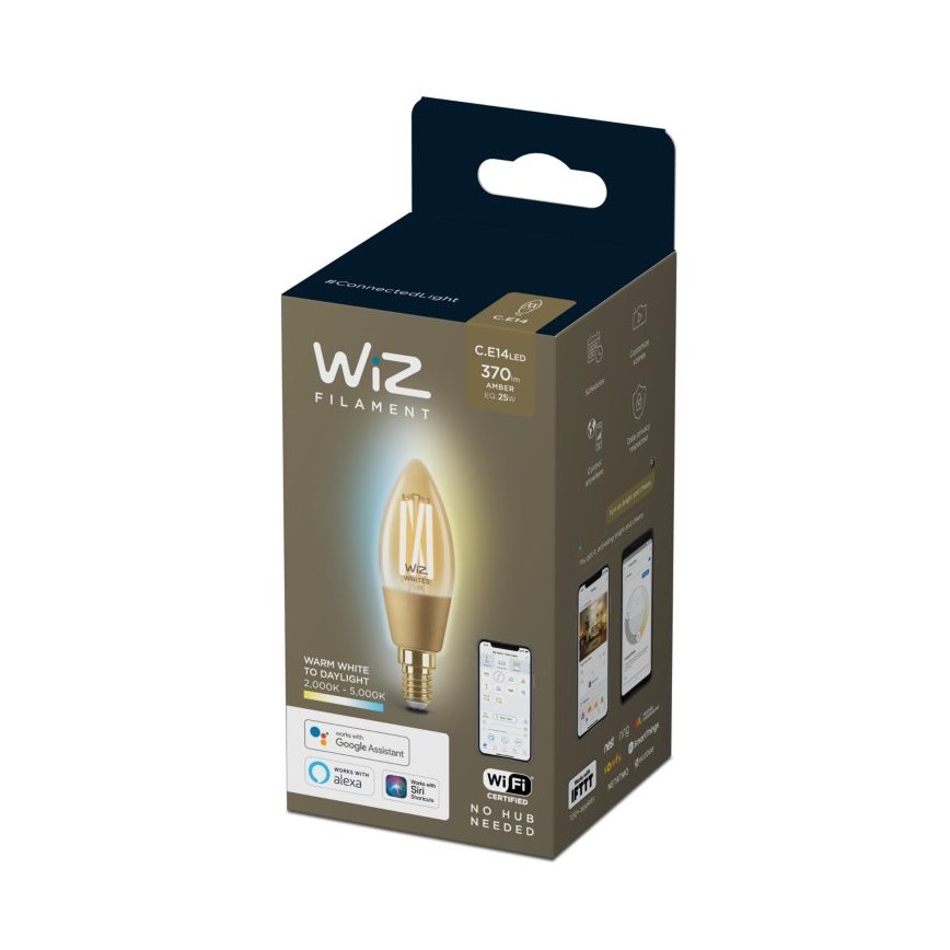 Bombilla LED regulable VINTAGE FILAMENT C35 E14/4,9W/230V 2000-5000K CRI 90 Wi-Fi - WiZ