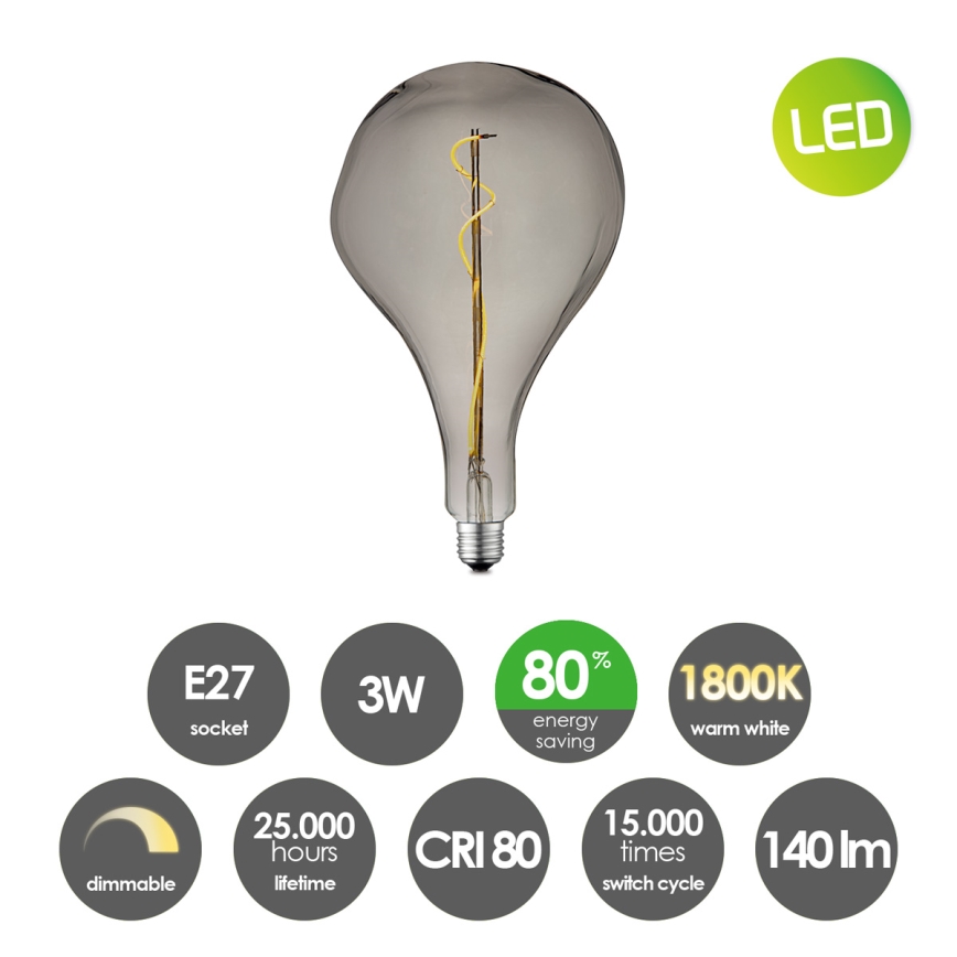 Bombilla LED regulable VINTAGE EDISON E27/3W/230V 1800K