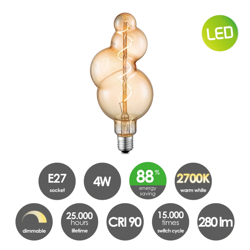 Bombilla LED regulable VINTAGE EDISON E27/4W/230V 2700K CRI 90
