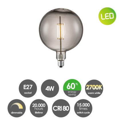 Bombilla LED regulable VINTAGE EDISON G180 E27/4W/230V 2700K
