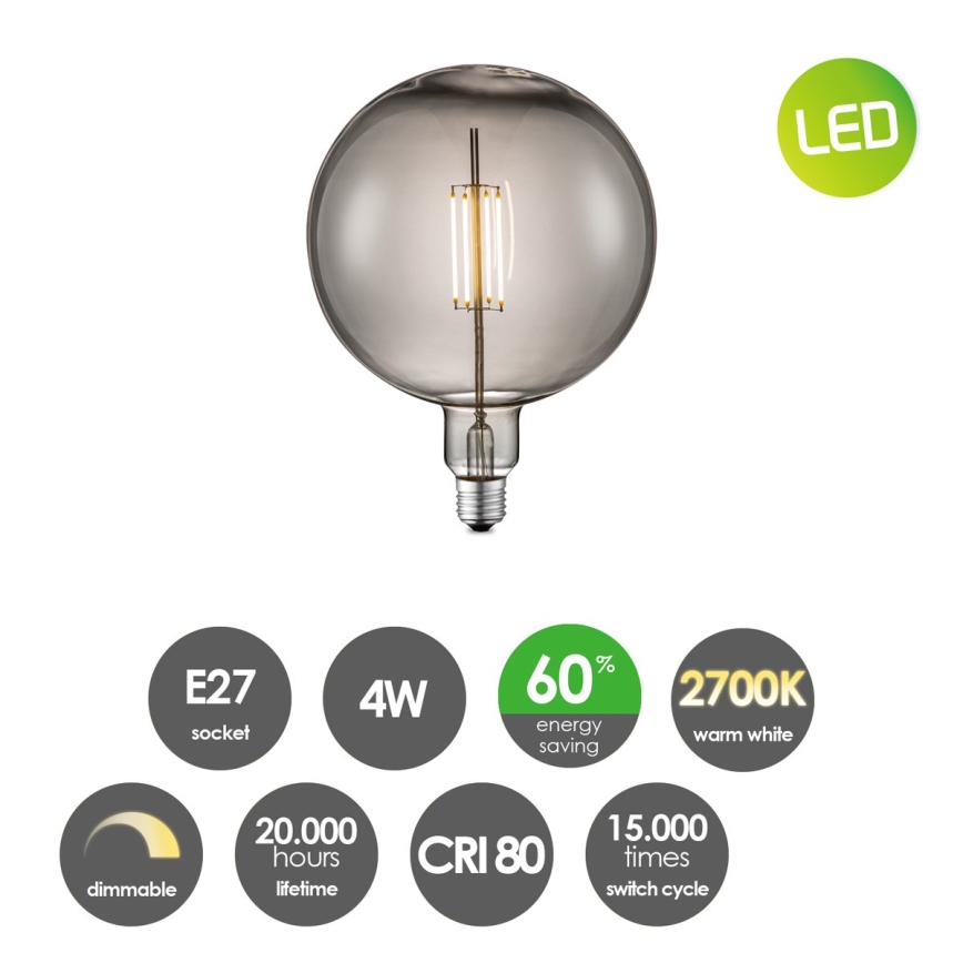 Bombilla LED regulable VINTAGE EDISON G180 E27/4W/230V 2700K