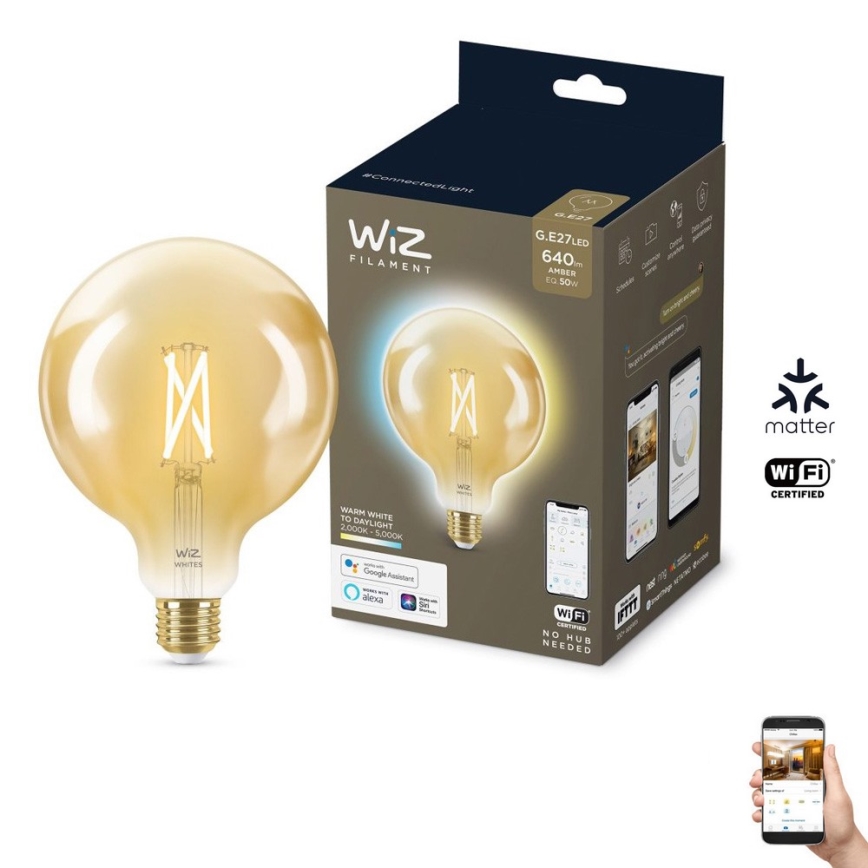 Bombilla LED regulable VINTAGE FILAMENT G125 E27/6,7W/230V 2000-5000K CRI 90 Wi-Fi - WiZ