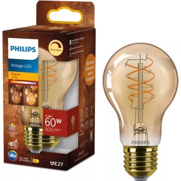 Bombilla LED regulable VINTAGE Philips A60 E27/7,3W/230V 2200K