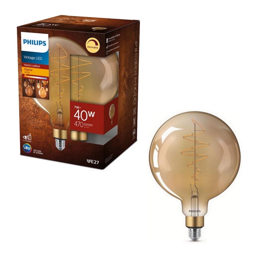 Bombilla LED regulable VINTAGE Philips G200 E27/7W/230V 2000K