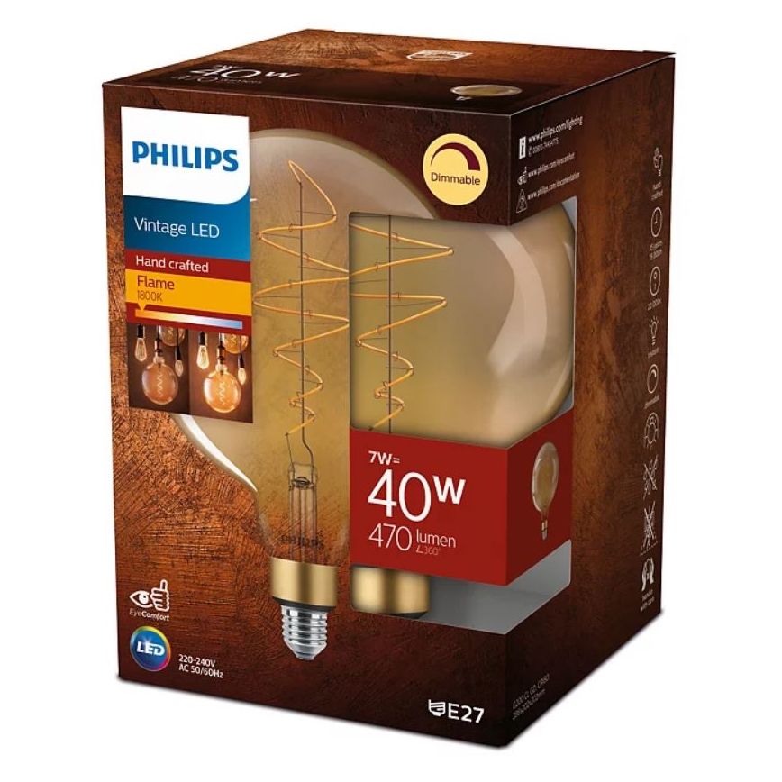 Bombilla LED regulable VINTAGE Philips G200 E27/7W/230V 2000K