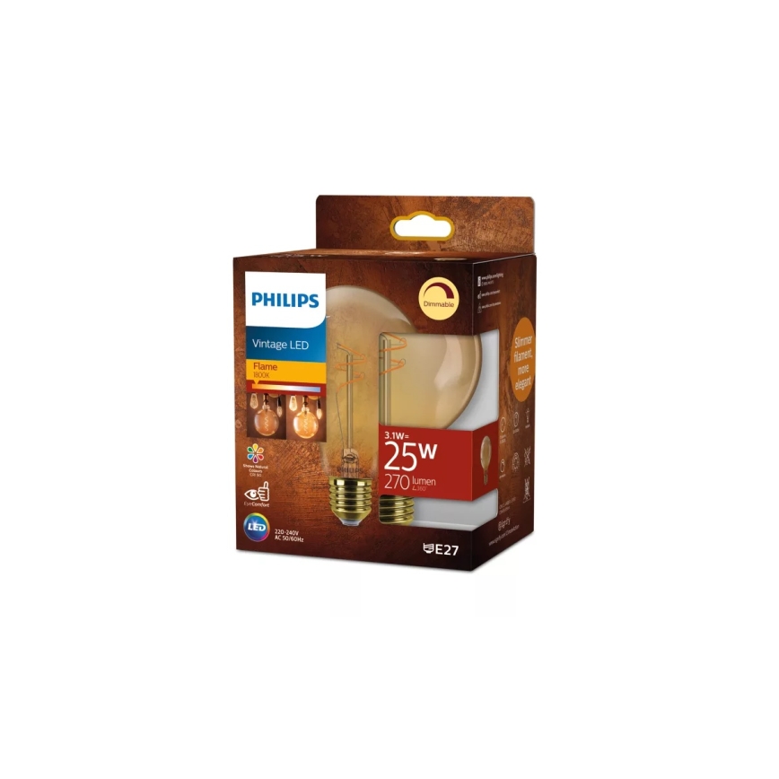 Bombilla LED regulable VINTAGE Philips G95 E27/3,1W/230V 1800K