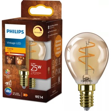 Bombilla LED regulable VINTAGE Philips P45 E14/3,1W/230V 2200K