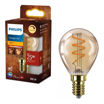 Bombilla LED regulable VINTAGE Philips P45 E14/3W/230V 2200K