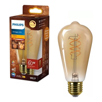 Bombilla LED regulable VINTAGE Philips ST64 E27/7,3W/230V 2200K CRI 90