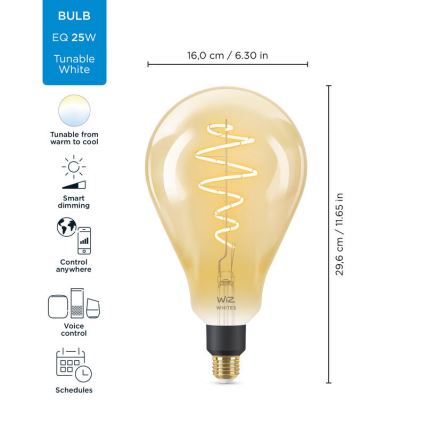 Bombilla LED regulable VINTAGE FILAMENT PS160 E27/6,5W/230V 2000-5000K CRI 90 Wi-Fi -WiZ