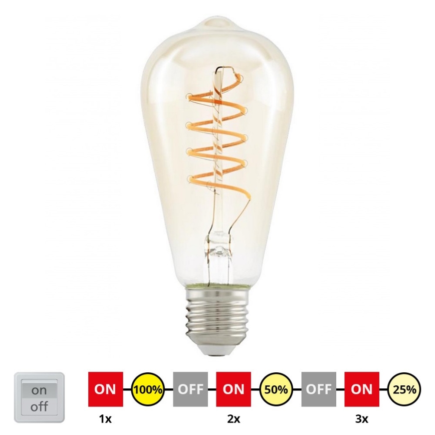 Bombilla LED regulable VINTAGE ST64 E27/4W/230V 2200K - STEPDIMMING - Eglo 12522