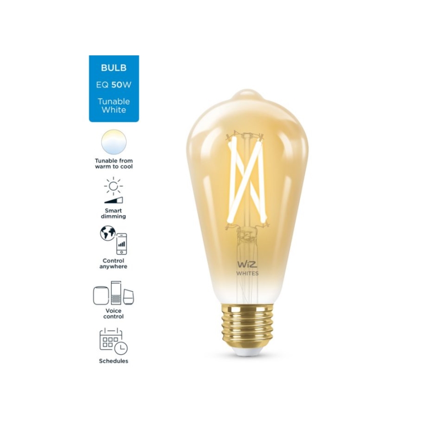 Bombilla LED regulable VINTAGE FILAMENT ST64 E27/7W/230V 2000-5000K CRI 90 Wi-Fi - WiZ