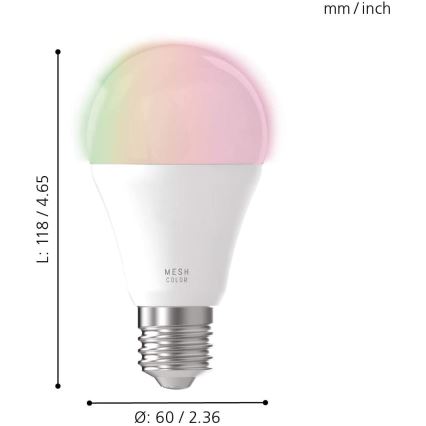 Bombilla LED RGB regulable CONNECT E27/9W 2700-6500K - Eglo