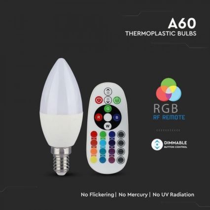 Bombilla LED RGB Regulable E14/3,5W/230V 6400K + CR