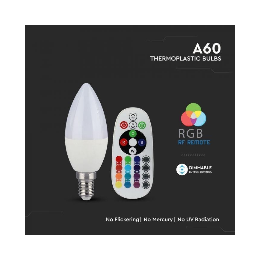 Bombilla LED RGB Regulable E14/3,5W/230V 6400K + CR