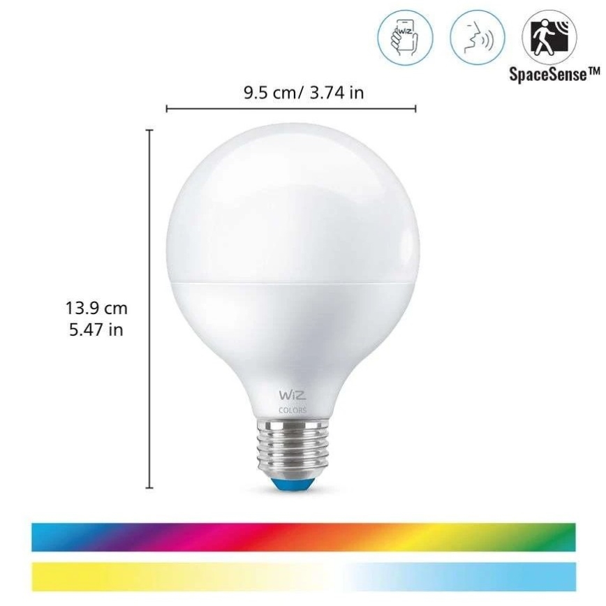 Bombilla LED RGB regulable G95 E27/11W/230V 2200-6500K Wi-Fi - WiZ