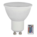 Bombilla LED RGB regulable GU10/4,8W/230V 4000K + mando a distancia