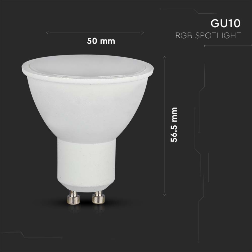 Bombilla LED RGB regulable GU10/4,8W/230V 4000K + mando a distancia