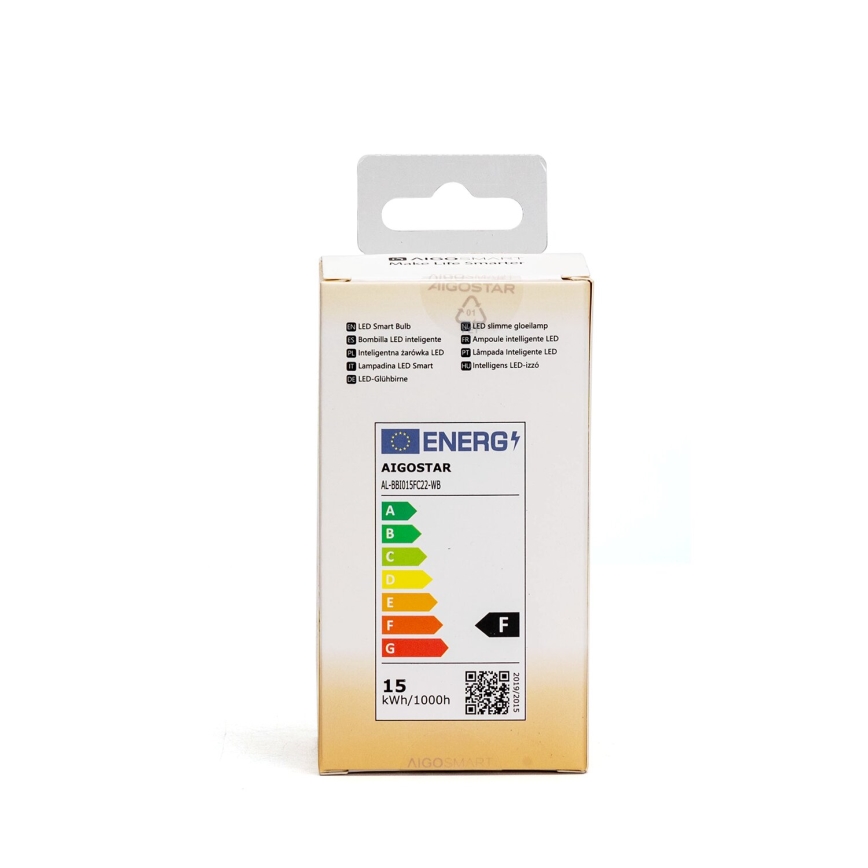 Bombilla LED RGBW regulable A60 E27/15W/230V 2700-6500K Wi-Fi - Aigostar