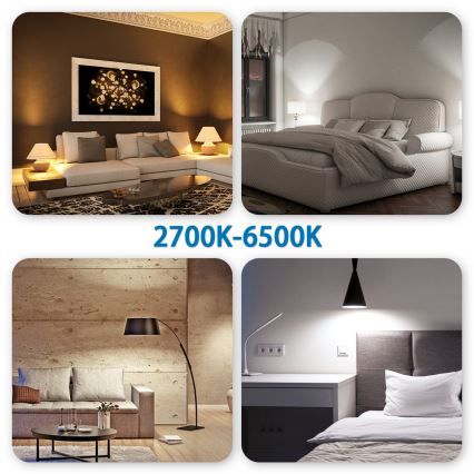 Bombilla LED RGBW regulable A60 E27/9W/230V 2700-6500K Wi-Fi - Aigostar