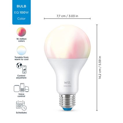 Bombilla LED RGBW regulable A67 E27/13W/230V 2200-6500K CRI 90 Wi-Fi -WiZ