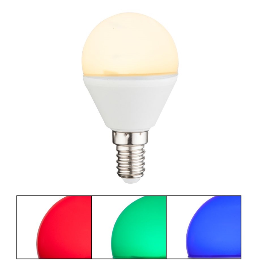 Bombilla LED RGBW regulable E14/4,9W/230V 2700K + control remoto - Globo