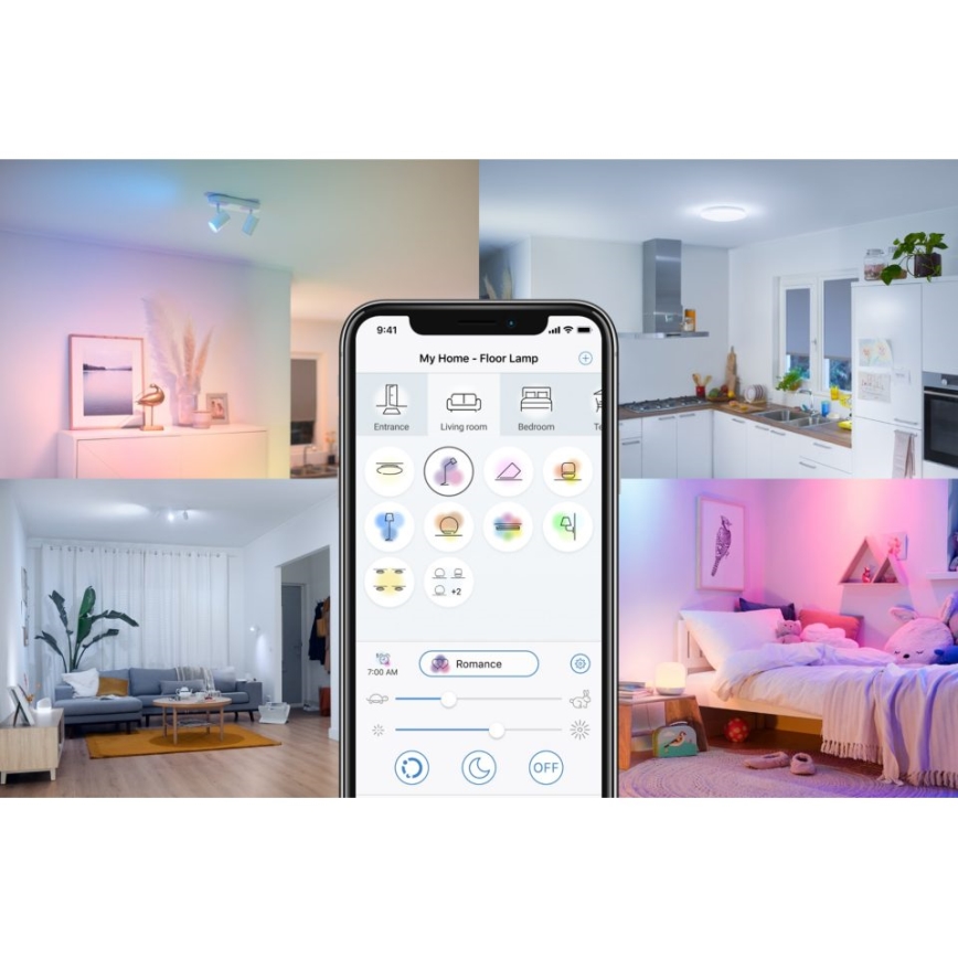 Bombilla LED RGBW regulable E27/8,5W/230V 3000-6500K Wi-Fi - Reality