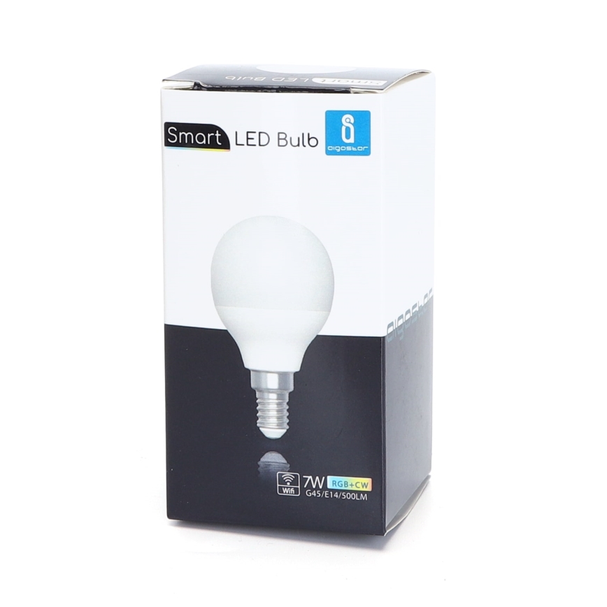 Bombilla LED RGBW regulable G45 E14/7W/230V 3000-6500K Wi-Fi - Aigostar