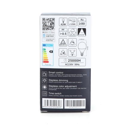 Bombilla LED RGBW regulable G45 E14/7W/230V 3000-6500K Wi-Fi - Aigostar