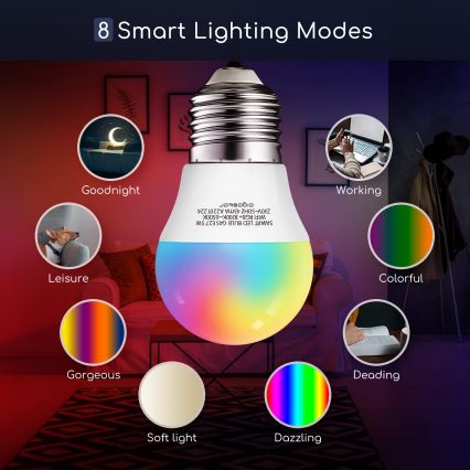 Bombilla LED RGBW regulable G45 E27/5W/230V 3000-6500K Wi-Fi - Aigostar