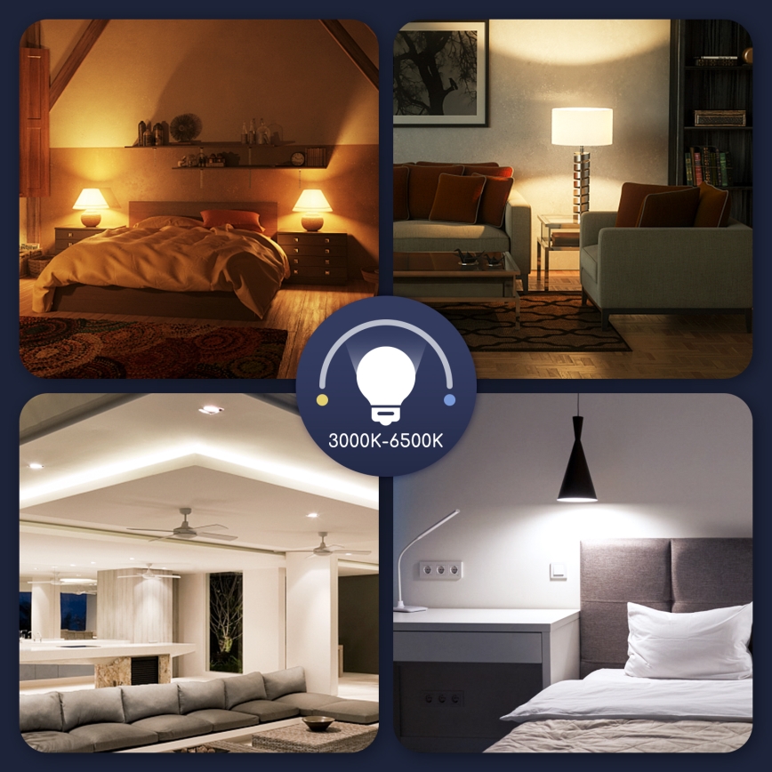 Bombilla LED RGBW regulable G45 E27/5W/230V 3000-6500K Wi-Fi - Aigostar